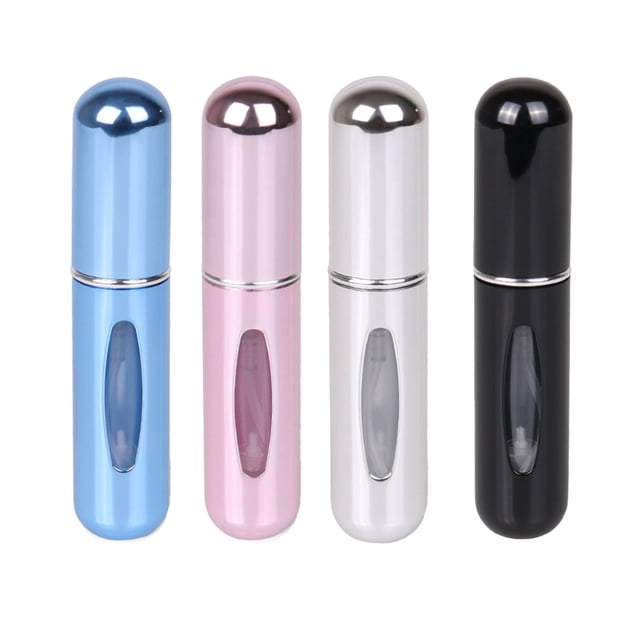 Juego de 4 botellas de perfume en aerosol de 5 ml, recargables, portátiles, de hermosos colores, mini atomizadores de perfume para viajes.