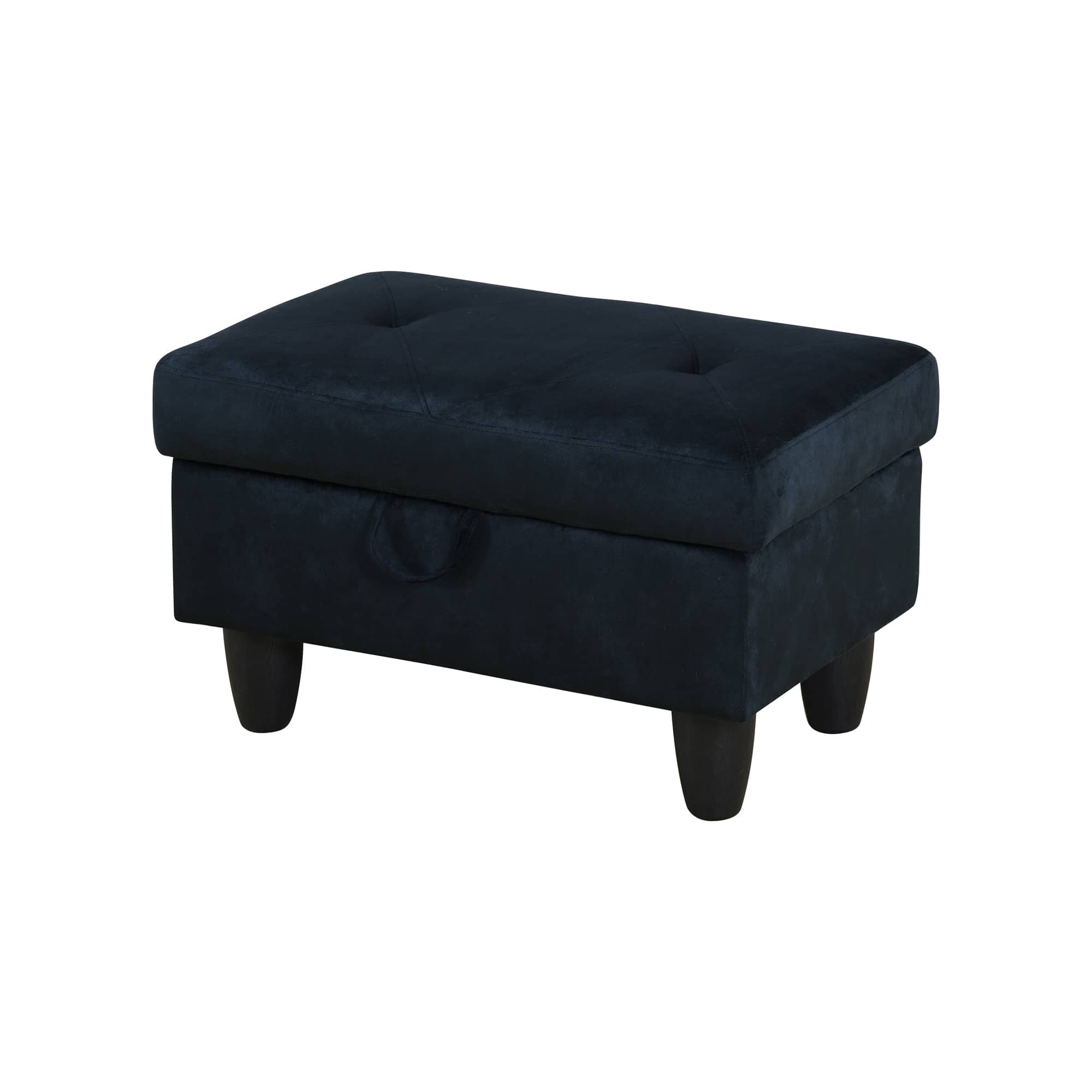 Aukfa 29" Storage Ottoman Bench with Lift Top for Home Office, Flannel, Midnight Blue