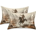 thumbnail image 2 of Coolnut Western Desert Cowboy Satin Pillowcase for Hair and Skin Silk Pillowcase Soft Sleeping Pillow Covers Smooth Cooling Pillowcase with Envelope Closure Size 20x40 in Home Decor Gifts, 2 of 7