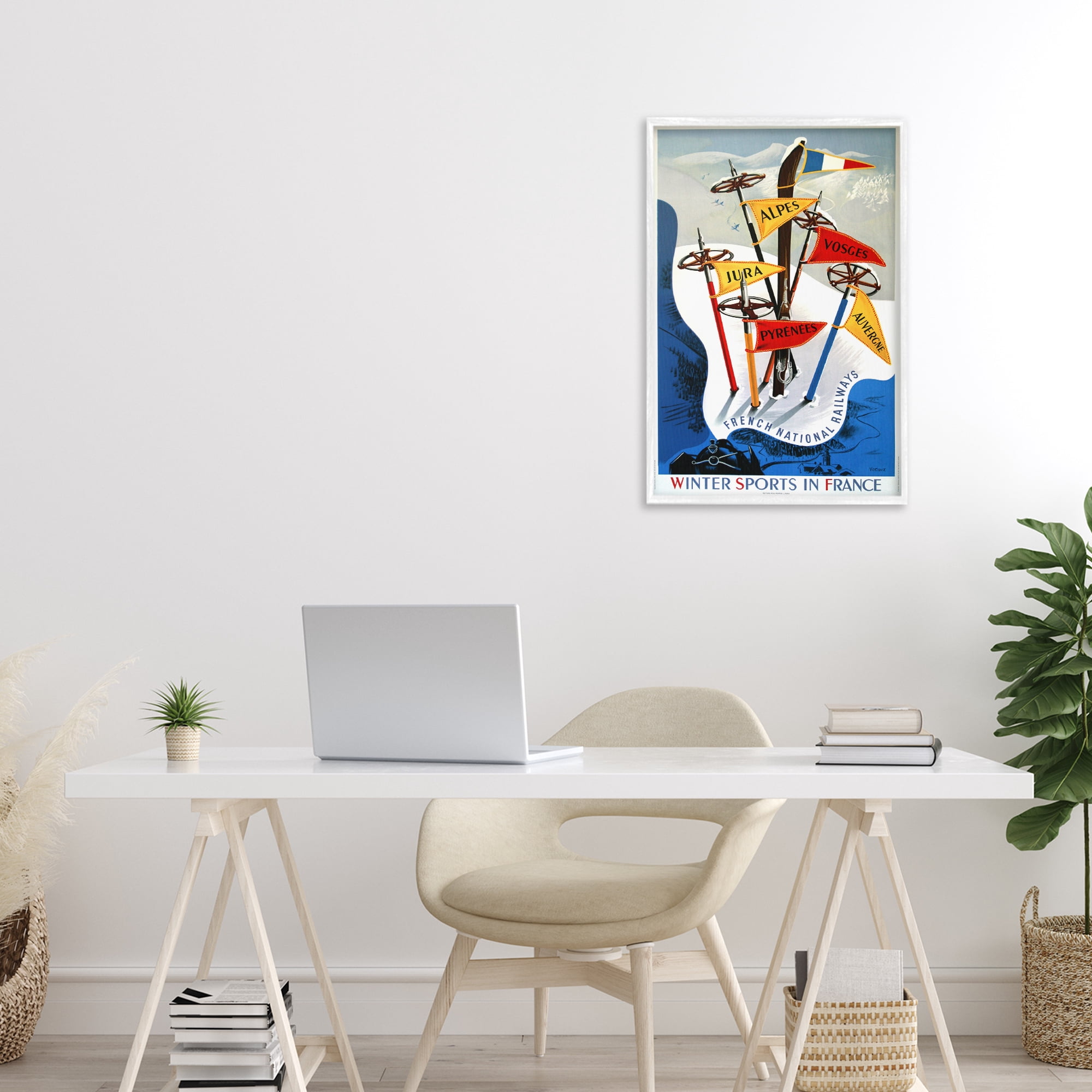 Stupell Industries Winter Sports In France White Framed Giclee Art, design by Vintage Posters