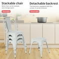 thumbnail image 3 of FDW | Set of 4 Metal Dining Chairs | White | Stackable Tolix Side Chairs with Backrest | Scratch-Resistant | Non-Slip Feet | Indoor/Outdoor Use | 330 lbs Capacity | Ideal for Kitchen & Restaurant, 3 of 8