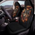 thumbnail image 4 of Chririnla Full Wrap Car Seat Cover for Automobile Polyester Stretchy Fit Car Seat Covers for Front Seats, Flaming Wolf with American Flag Pattern, 4 of 7