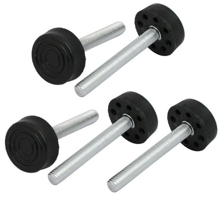 5pcs M8x60mm Thread 30mm Dia Plastic Base Adjustable Leveling Foot