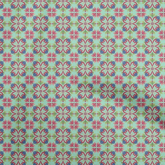 oneOone Cotton Jersey Light Mint Green Fabric Asian Suzani Diy Clothing Quilting Fabric Print Fabric By Yard 58 Inch Wide