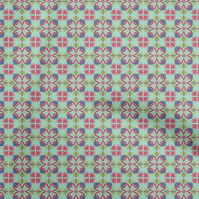oneOone Viscose Jersey Light Mint Green Fabric Asian Suzani Fabric For Sewing Printed Craft Fabric By The Yard 60 Inch Wide