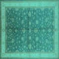 thumbnail image 1 of Ahgly Company Machine Washable Indoor Square Oriental Turquoise Blue Traditional Area Rugs, 6' Square, 1 of 4