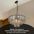 thumbnail image 4 of 24" French Vintage Chandelier - 3-Tier Smoked Glass & Black Wrought Iron Ceiling Light with 22" Adjustable Chain, 39" Hanging Height for Dining/Living Room (8 E14 Sockets), 4 of 10