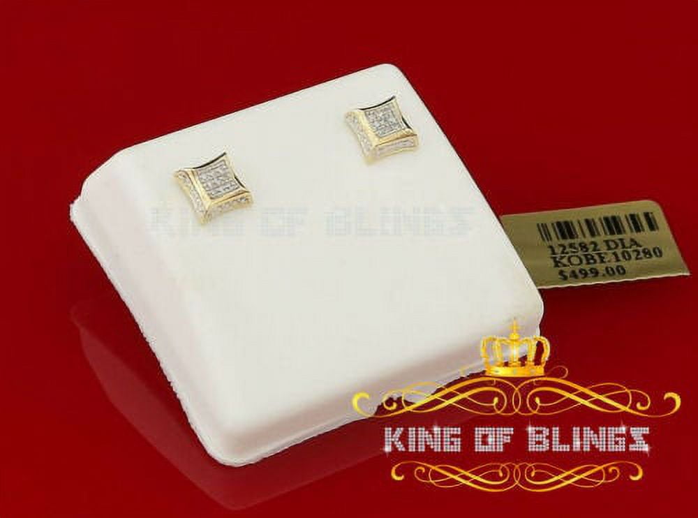 King of Bling's 10K Yellow Gold with Real 0.05CT Diamond Men's /Womens Square Stud Earring