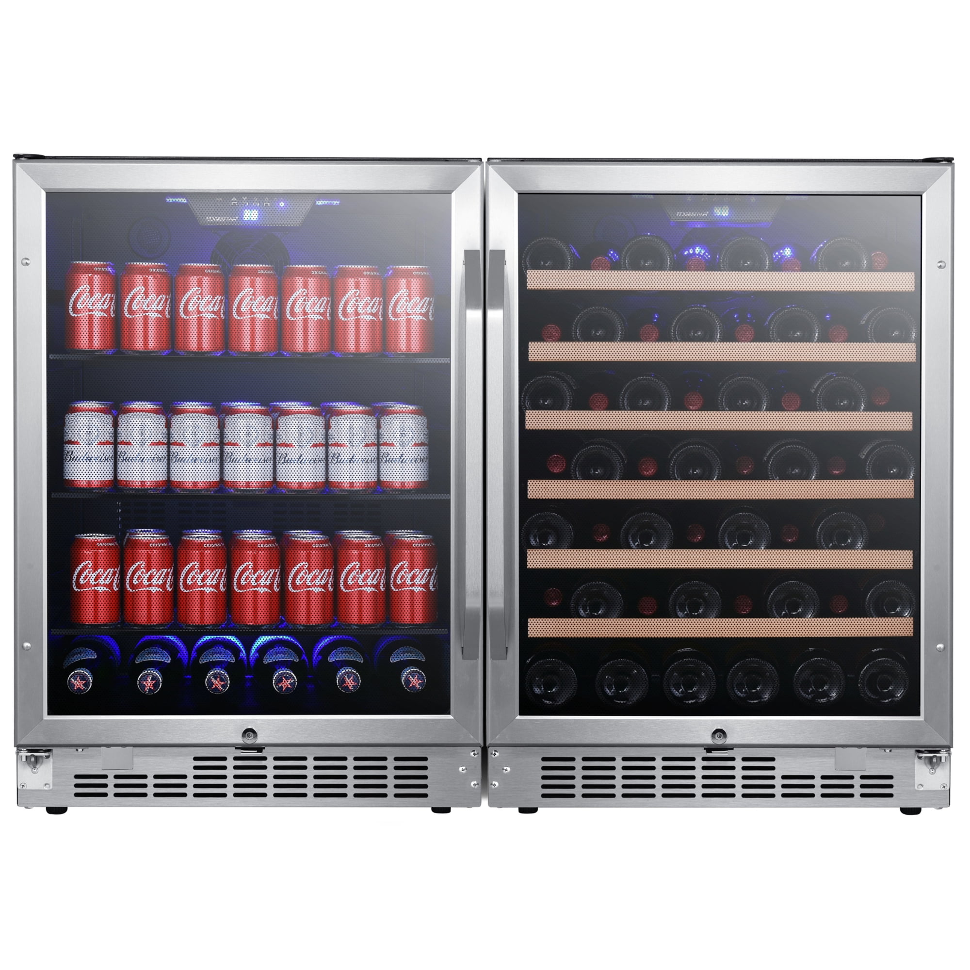 Edgestar CWBV14253 48" Wide 53 Bottle 142 Can Built-In Side-By-Side Wine And Beverage