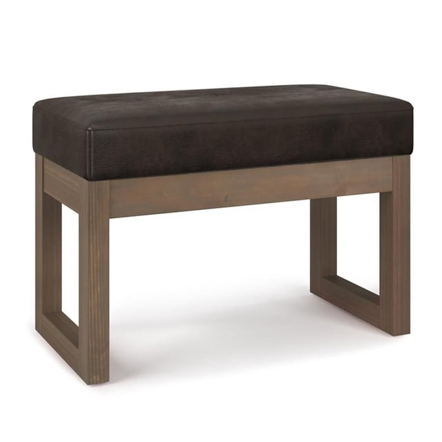 Pemberly Row Banc d'Entrée Moderne de 26 Pouces en Similicuir, Brun Foncé