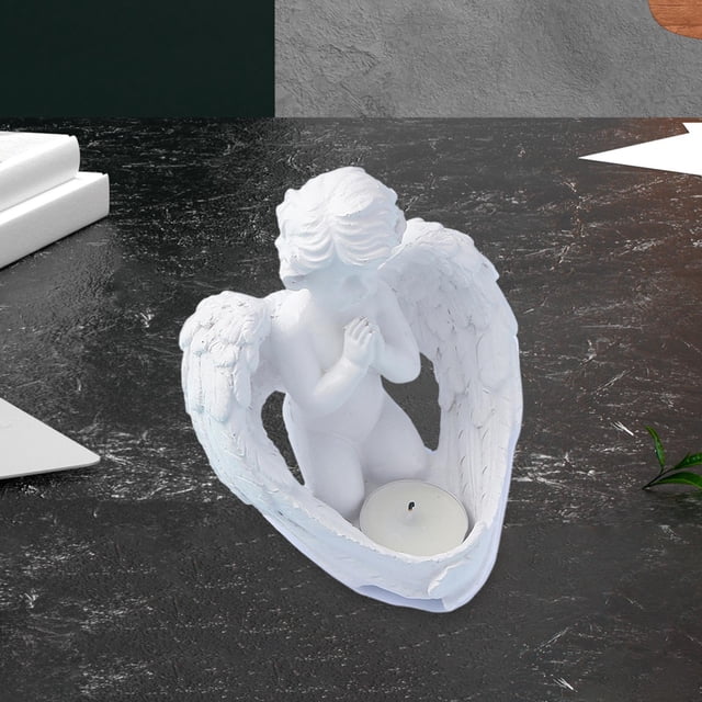 Candelabro de ángel de resina Macarena Portavelas Adorno de escritorio Soporte de mesa Centro de mesa