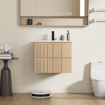 24" Wall Mounted Bathroom Vanity Set with Sink Top, Faucet and Drain, Wood Tune Floating Cabinet