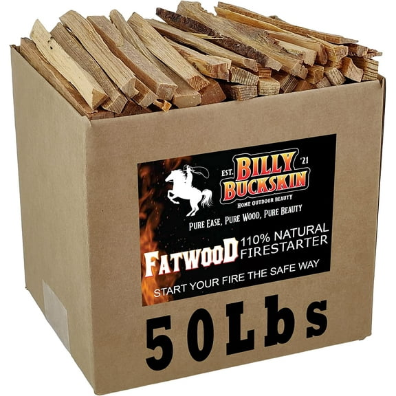 50lb Fatwood Fire Starter Sticks | 100% Natural Fire Starters for Fire Pit, Wood Stoves, Fireplaces & Bonfire | Easy Start w/Just 2 Sticks Burns in All Weather Conditions (50lb Box)