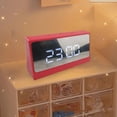 thumbnail image 4 of Reloj despertador con espejo digital electrónico con fecha de temperatura, 2 niveles de brillo, modo nocturno, decoración, superficie de espejo para rojo perfecl Reloj despertador digital, 4 of 7