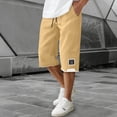 thumbnail image 4 of TKKCS Mens Drawstring Capri Pants- Casual Straight Leg Breathable Loose Fit Summer Elastic Waist Capris With Side Pockets Khaki Size XL, 4 of 9
