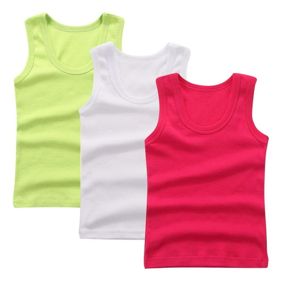 FAHXNVB 3 Pack Crewneck Tank Tops for Boys Cotton Comfortable Athletic Sleeveless Shirts Summer Breathable Fashion Undershirts 2-14 Years