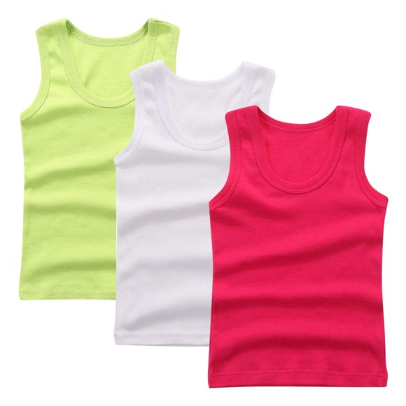 zbxnLI Kids 3 Pack Tank Tops Cotton Tee Summer Sleeveless Soft Basic Undershirts for Boys Girls