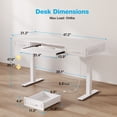 thumbnail image 5 of Sofanext 47" Electric Height Adjustable Standing Desk with 2 Wooden Drawers, Keyboard Tray & Power Outlets, Sit-Stand Computer Desk with Memory Presets for Home Office, White, 5 of 7