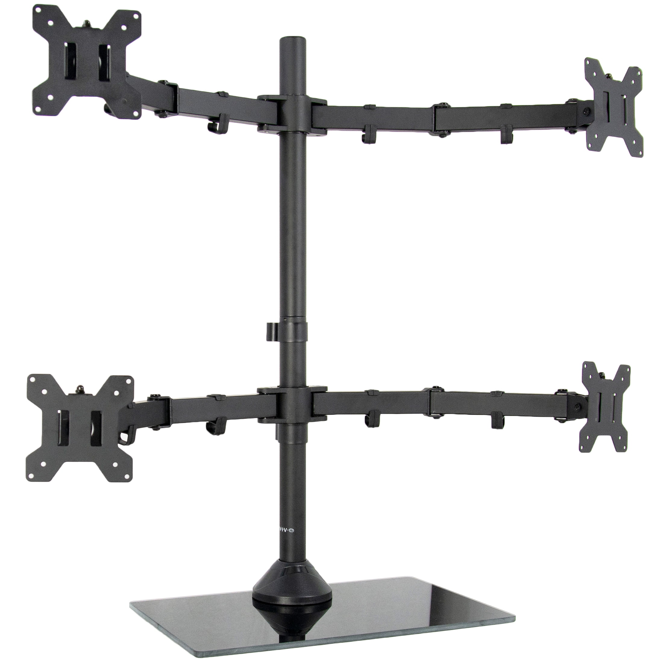vivo black adjustable quad monitor desk stand mount, free standing