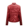 thumbnail image 2 of Leather Jackets for Women Zpanxa Women Faux Leather Moto Biker Short Coat Jacket, Plus Size Short Lightweight Motorcycle Biker Jacket, Fitted Slim Jackets Coat Wine XL, 2 of 3