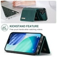 thumbnail image 2 of for iPhone 17 PU Leather Wallet Case, Classic Detachable Magnetic Back Card Pockets Shockproof Protective Business Kickstand Phone Case Cover for iPhone 17, Green, 2 of 9