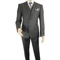 thumbnail image 2 of Mens Vitali Three Piece Suit Vested Semi Shiny Sharkskin M3090 Charcoal Gray, 2 of 21