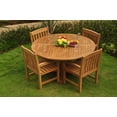 thumbnail image 5 of Teak Dining Set: 4 Seater 5 Pc: 60" Round Dining Table And 4 Devon Arm/Captain Chairs Outdoor Patio Grade-A Teak Wood WholesaleTeak #WMDSDVl, 5 of 7