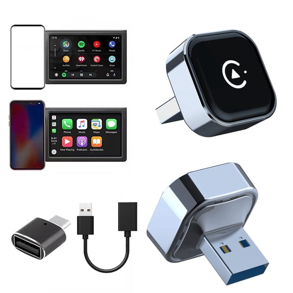 mdesiwst 2-In-1 Wireless Adapter Fast Auto-Connect Mini USB Dongle Converts Wired to Wireless for Cars Bluetooth-compatible Auto Adapter for IPhone And for Android