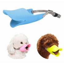 Dog Muzzle for Small Dogs Corgi Poodle to Prevent Barking, Biting and Chewing, Soft Duck Mouth Shape Silicone Dog Mouth Cover with Adjustable Strap - Blue,S