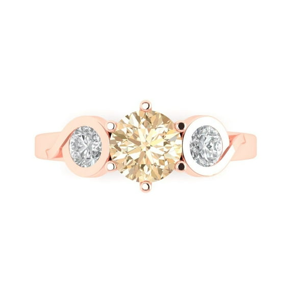 Three-Stone Engagement Ring for Women - 1.72ct Natural Morganite in 14K Rose Gold Promise Ring