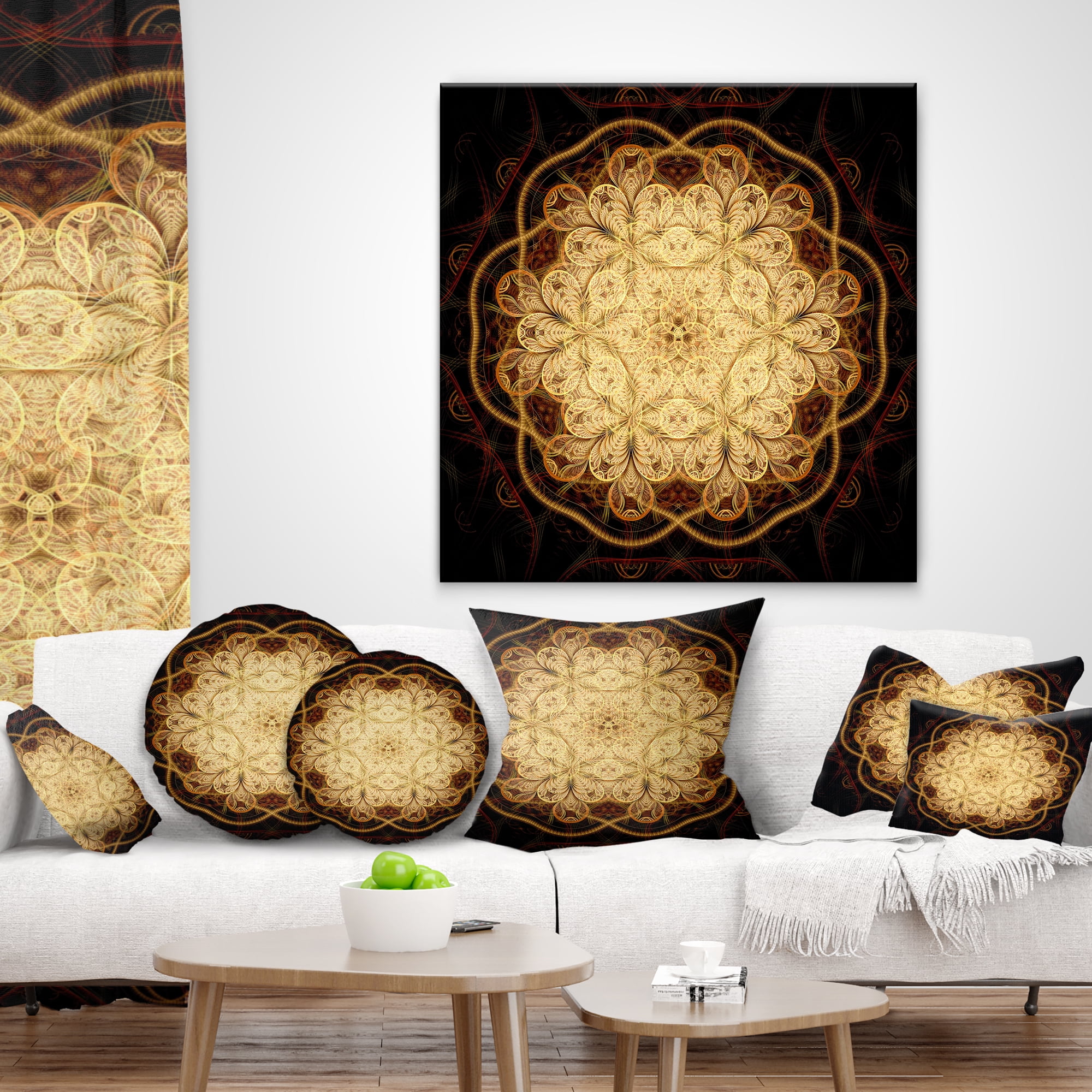 Designart 12" x 20" Yellow Polyester Throw Pillow