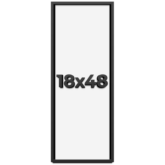 18x48 Shadow Box Frame Black | 2 Inches Deep Real Wood Contemporary Shadowbox Display Frame | UV