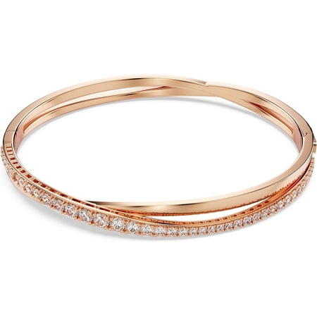 Twist Rows Crystal Bracelet Collection, Rhodium & Rose Gold Tone Finish, Clear Crystals One Size One Size