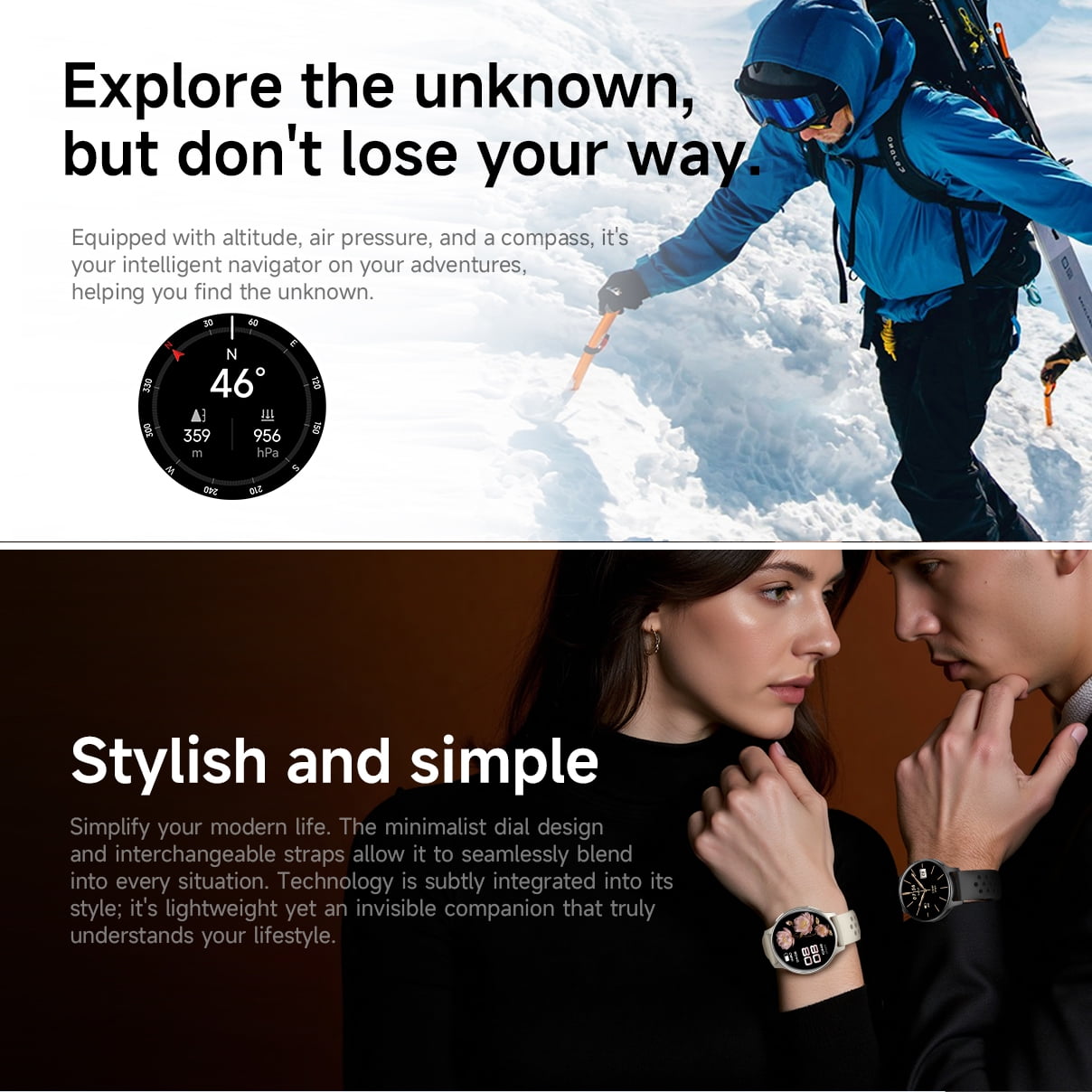 Smart Watch with 1.32" AMOLED Display, Long Battery Life, Outdoor Design, Water Resistant