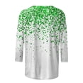 thumbnail image 3 of felwors St Patty's Day Shirt Women 2025 Casual Plus Size 3/4 Sleeve Irish Clover Shirts Funny Saint Patrick's Tunic Tops (Dark Green, M), 3 of 4