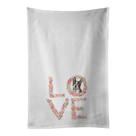 Carolines Treasures WDK4702WTKT 28 x 19 in. Unisex Boston Terrier No.3 Love White Dish Towels Kitchen Towel - Set of 2
