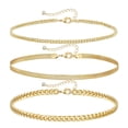 thumbnail image 2 of Women Golden Layered Bracelet Cuban Chain Anklet Snake Bone Chain Tennis Chain Summer Beach Bracelet Set, 2 of 6