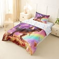 thumbnail image 3 of Feelyou Cat Riding Dinosaur Twin Comforter Sets for Boys Girls Kids, Galaxy Space Rainbow Bedding Set, Purple, Colorful Star Reversible, 2pcs, 3 of 6