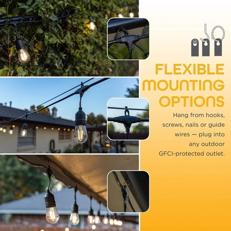 ECOSCAPES OUTDOOR LED CAFE LIGHTS (24 BULBS 48 FEET)