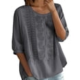 thumbnail image 5 of BRGZLK Cotton Linen Button Down Shirts For Women Crew Neck Relaxed Fit Summer Wrinkle Resistant For Running Errands Fashionable Style Daily Essential Summer Favorite Easy To Care, 5 of 7