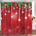 thumbnail image 3 of Winter Christmas Shower Curtain Xmas New Year Snowflackes Snow Pine Leaves Bathroom Curtain Durable Waterproof Fabric 72x72 inch, 3 of 7