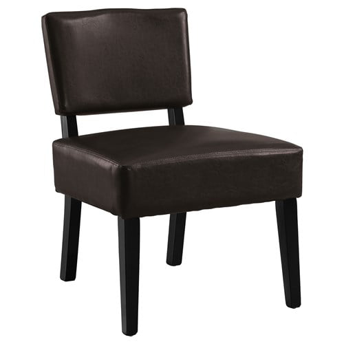 Monarch Specialties Accent Chair Traditional Style Dark Brown Leather-Look