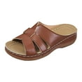 thumbnail image 6 of Modstep Orthopedic Wedge Sandals for Women Hollow Out Low Heel Non Slip Slide Shoes Wide Width Beach Slippers with Arch Support Brown 6, 6 of 7