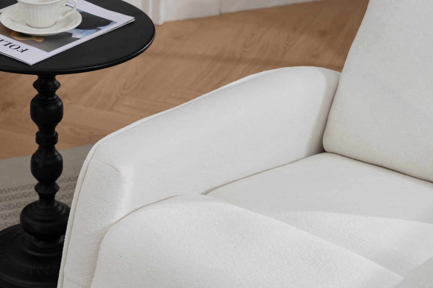 Leumius Glider Recliner Rocking Chair,360°Swivel Glider Rocking Chair,Upholstered Manual Recliner Chair for Nursery and Living Room,Cream White