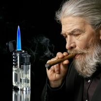 Outdoor Windproof Torch Lighter, Three Jets Flame Cigars Lighter, Camping Hiking Lighter, Refillable, Adjustable Flame Control, Sturdy Heavy Duty, Multipurpose