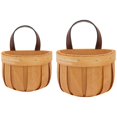 thumbnail image 1 of Wooden Woven Wall-Mounted Flower Basket 2Pcs Khaki Kitchen Gadget with Natural Appeal for Decor, 1 of 3