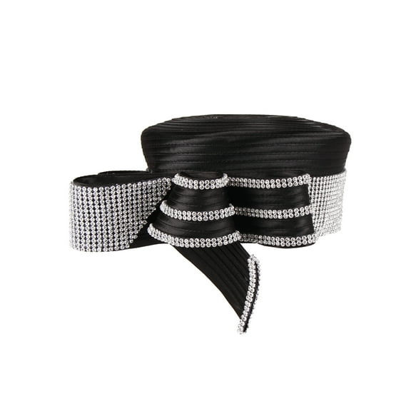 ChicHeadwear Women's Pill Box Hat w/ Stone Bow - Black