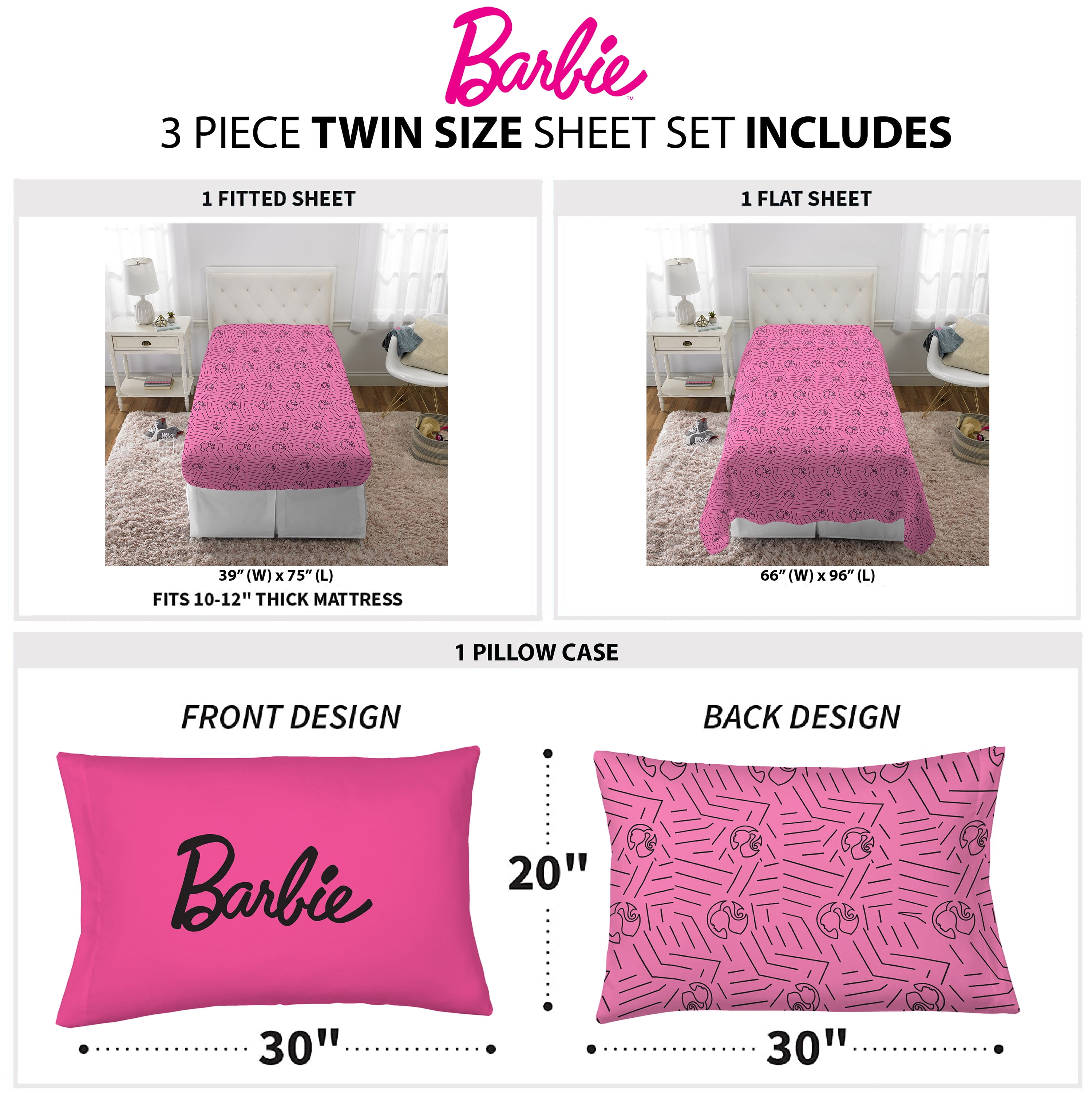 Barbie bed online dimensions