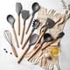 thumbnail image 4 of Juego de utensilios de cocina de silicona con mango de madera de silicona, 12 espátulas de silicona antiadherentes con cubo de almacenamiento, 1 juego, color gris JM, 4 of 5