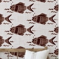thumbnail image 1 of S4Sassy Self-Stick Decorative Boho Wallpaper, Fish Motif Wall Paper, Textured Vinyl Waterproof Contact Paper, Brown, 25"X120" Removable Renter Friendly Wall Covering For Bedroom, Dining Room, 1 of 9